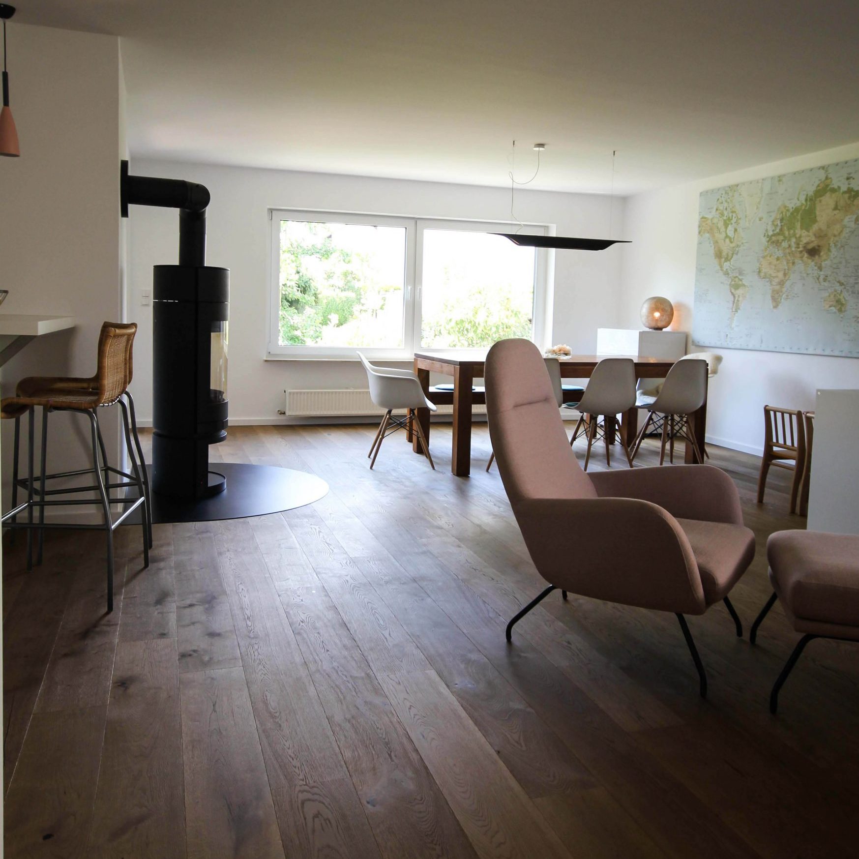 Umbau, Sanierung, Innenarchitektur, Wohnzimmer, Küche, Esszimmer, Eingang, Parkett