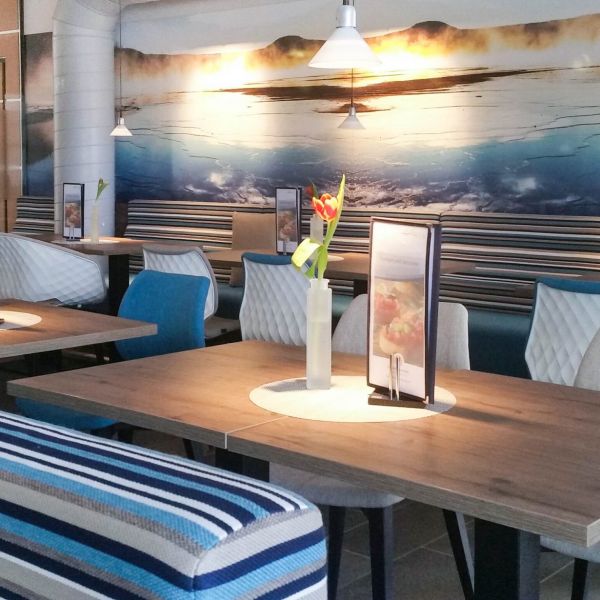 Bistro, Wandbild, Sitzbank