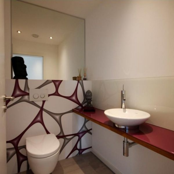Neubau, Innenarchitektur, Treppe, Küche, Bad, Kinderzimmer, Parkett, Reliefwand, Gäste WC